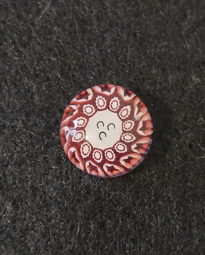 Mini Art Glass Paperweight Pink Red Lapel Pin Tie Pin