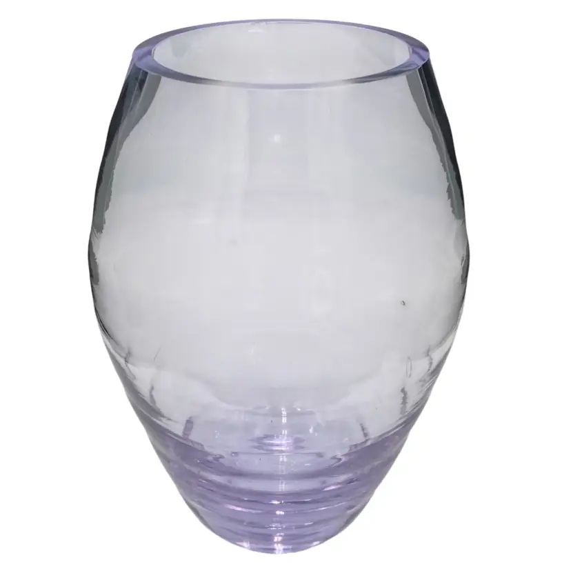 Glass Rib Optic Vase, Lavender Neodymium Alexandrite Glass, Polished Base, 7.25"