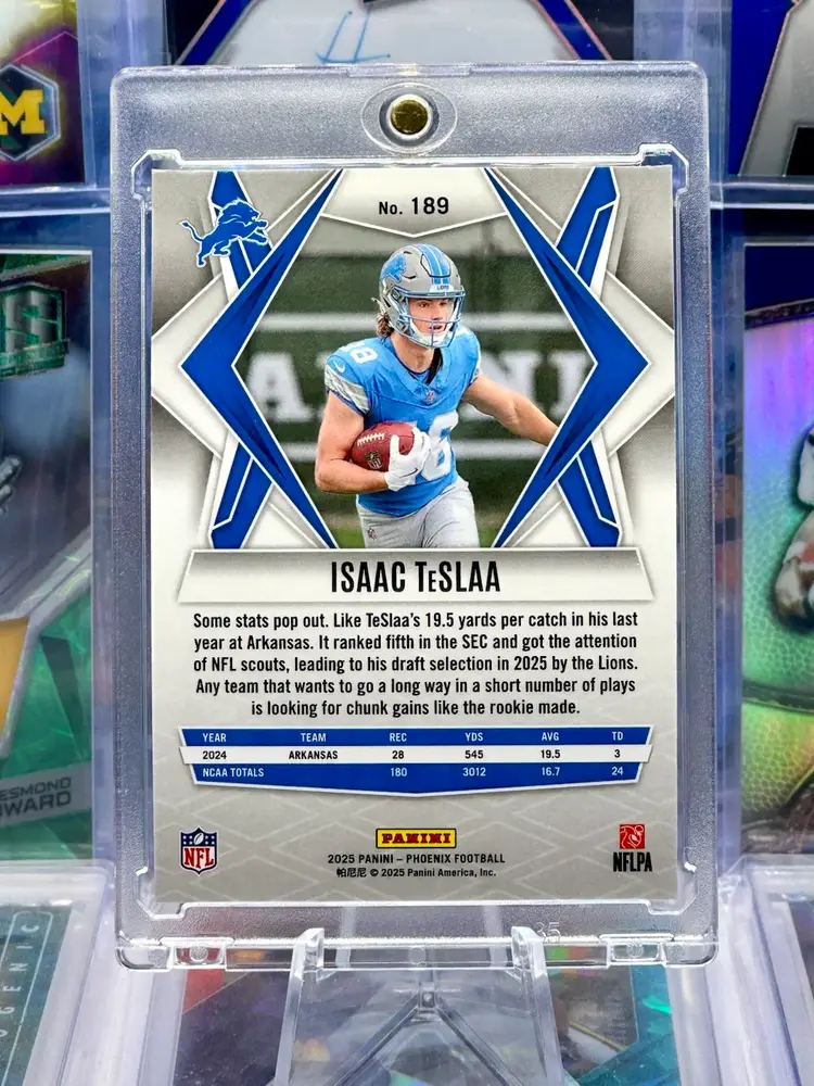Isaac TeSlaa 2025 Phoenix Rookie RC Silver Seismic Lava Prizm SP Detroit Lions