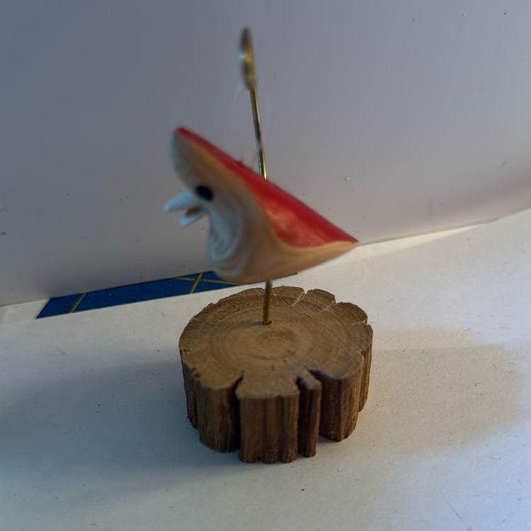 Small Hand Carved Cardinal Ornament With Stand.