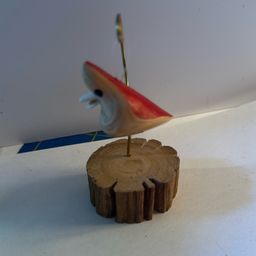 Small Hand Carved Cardinal Ornament With Stand.