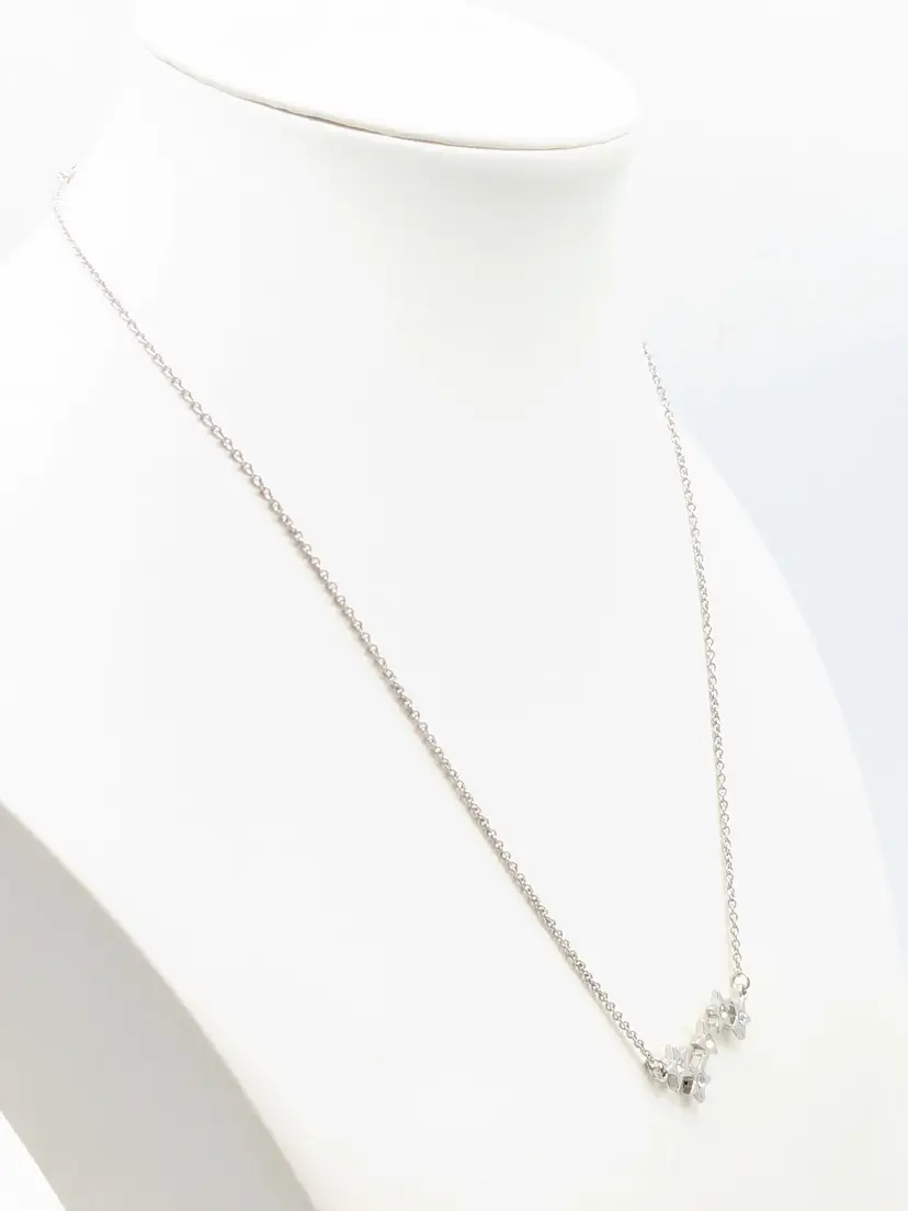 Silver Tone Stars and Rhinestone Necklace