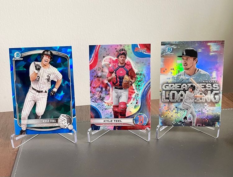 Kyle Teel (Chicago White Sox) Four-Card Lot: 2024 Bowman Sterling Auto /150, 2025 Bowman Sapphire, 2024 Bowman’s Best Refractor, 2025 Bowman Greatness Loading Insert