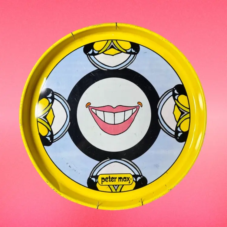 60’s Reese Stein Co. Peter Max Psychedelic Serving Tray With Spring Hanger AS IS