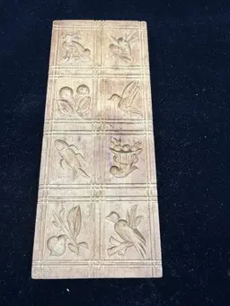 Vintage German Primitive Carved Wooden 8 Section Butter Mold Cookie Stamp Folk Art