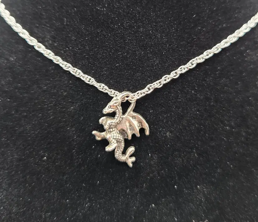 #02 Silver-tone Dragon Pendant