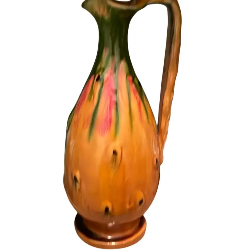 Vintage Folk Art Redware Ewer