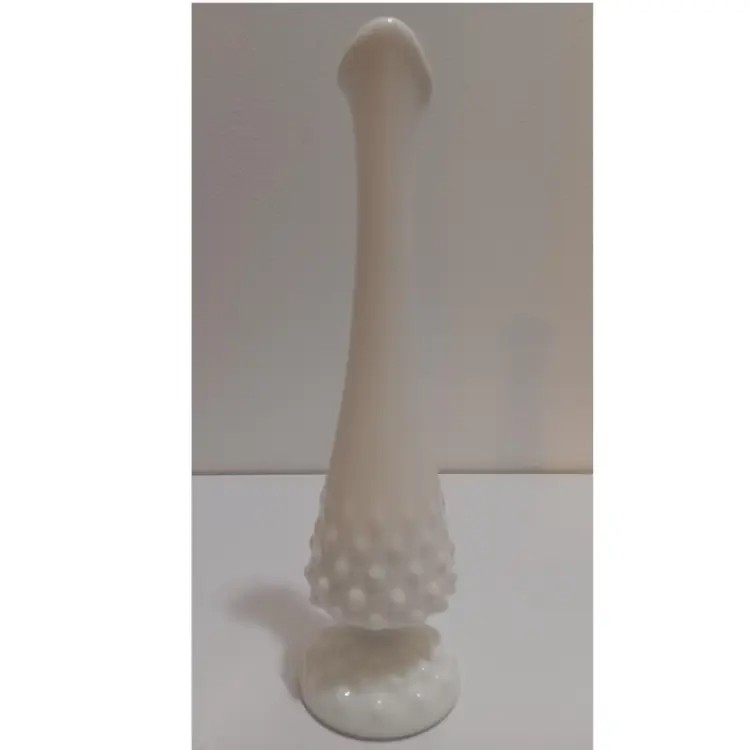 Fenton Footed Hobnail Milk Glass Swung Vase