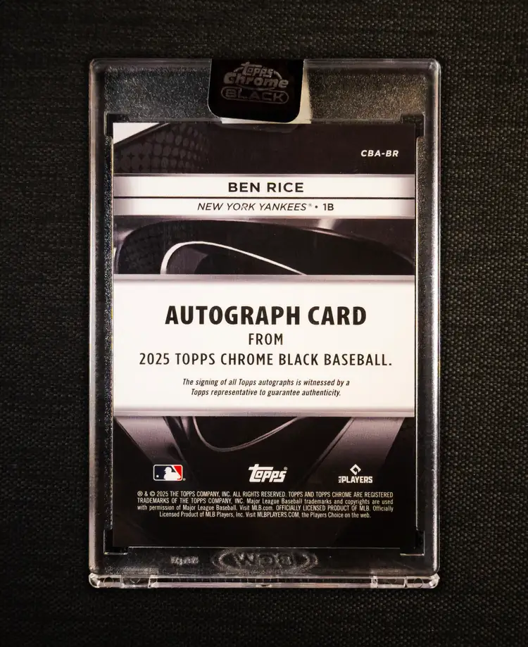 Ben Rice: 2025 Topps Chrome Black - Autograph - Rose Gold Wave Refractor - 1/15 / #CBA-BR