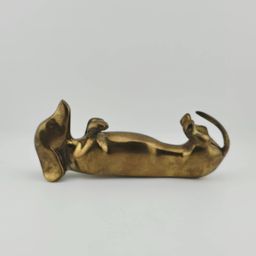Vintage Brass Weiner Dog Layin on Back