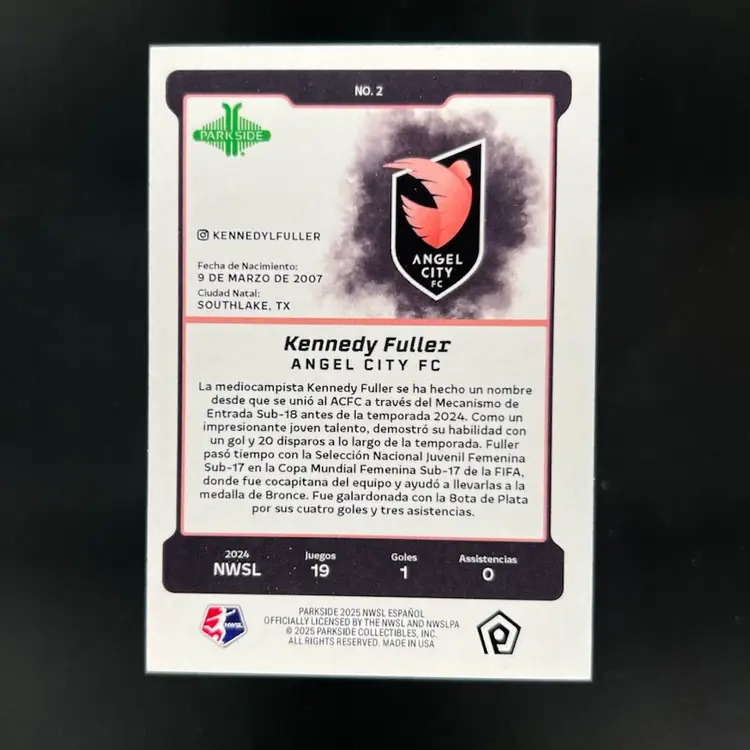 Kennedy Fuller 2025 Parkside En Espanol Silver Border /100  Soccer Card