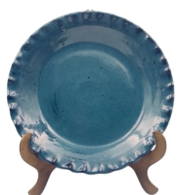 Pie Plate Baking Dish Studio Pottery Signed  By Artist 1979