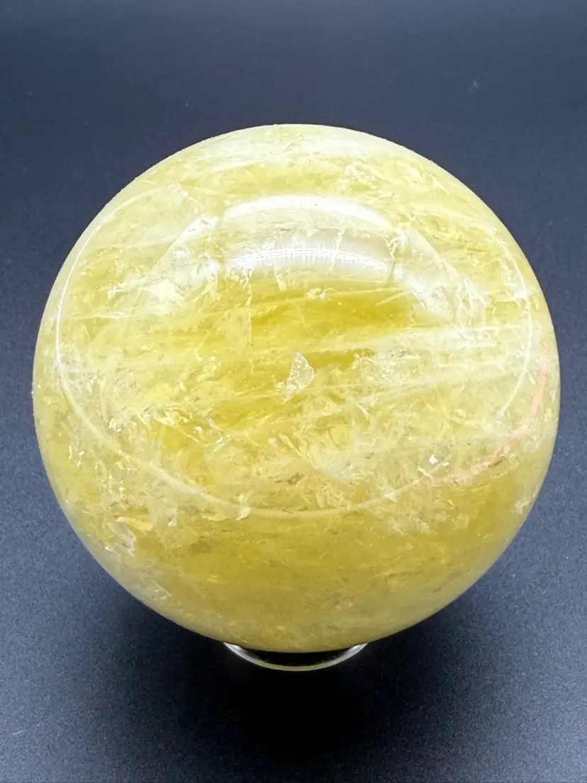 Natural Yellow Citrine Sphere Rainbow Stone Orb Crystal Healing 81.7mm 762g