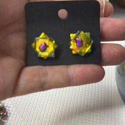 These are handmade dichroic glass earrings