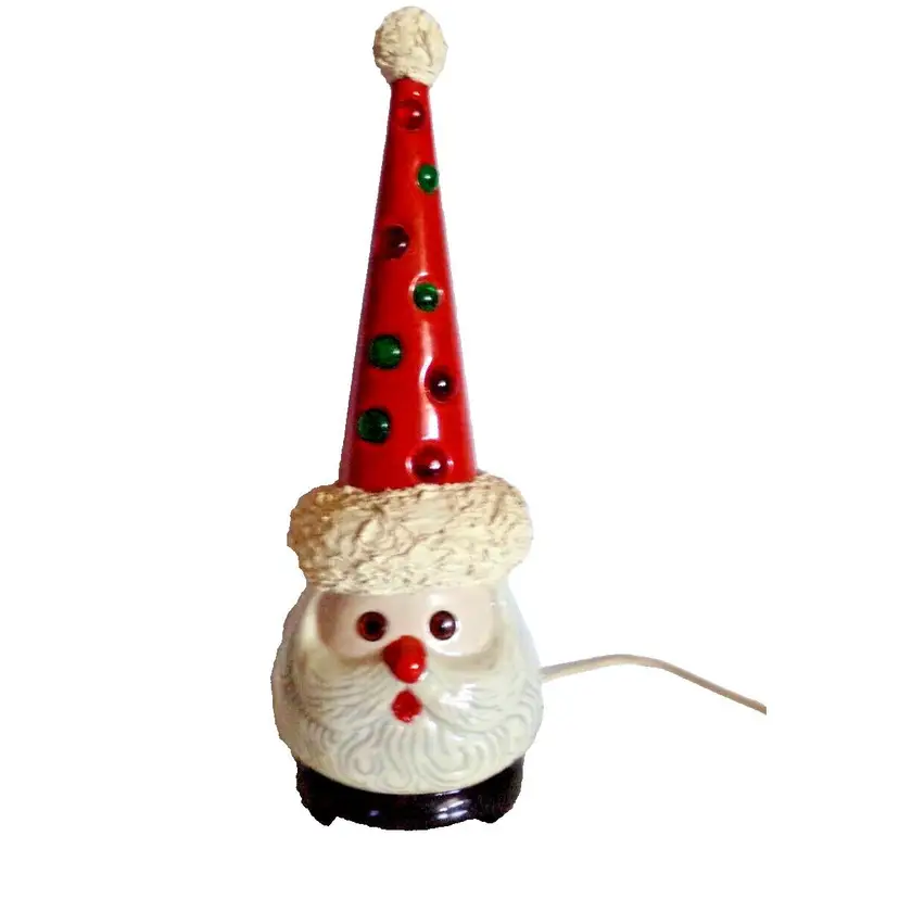 Ceramic Light-Up Santa Head Spaghetti Trim, Vintage ORIGINAL 14" RARE!