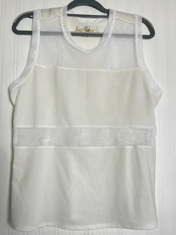 Sam Edelman Fishnet Mesh Tank White XL Gorpcore Outdoor Active Wear
