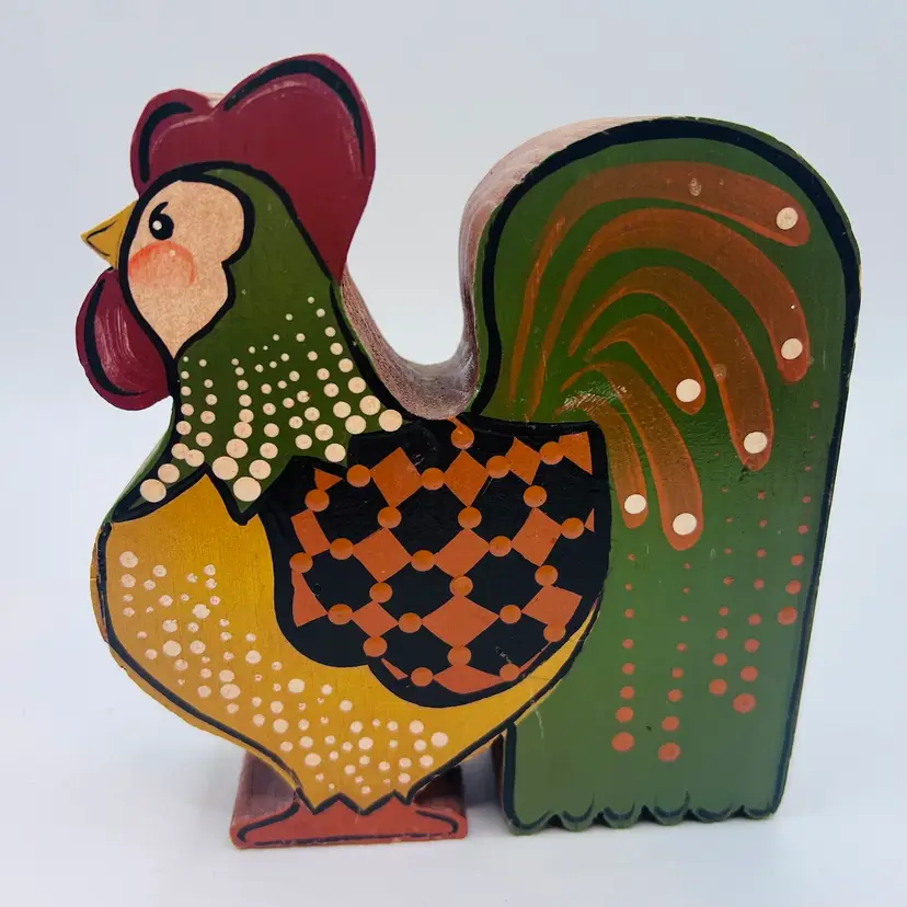 Handpainted By Norma Varner Wood Rooster Recipe Or Memo Holder 5.75”x 5”