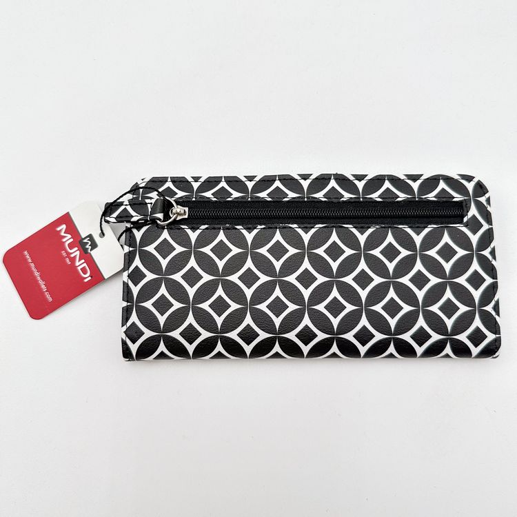 Mundi Black and White RFID Wallet NWT 7" x 3.5" B25