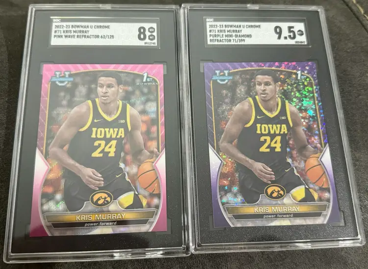 Keegan Murray 2 Card Refractor RC lot SGC Iowa Hawkeyes Portland Trailblazers