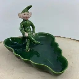 Vintage Treasure Craft Pixie Elf Candy Trinket Dish Mid Century 6" Read