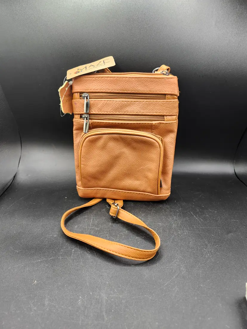 Vintage Tan Leather Crossbody Bag