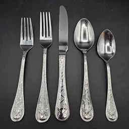 Towle Deer Frost Stainless Steel 16pc. Flatware Set Hunting Cabin Theme Gift
