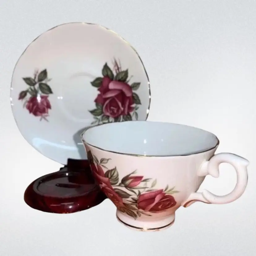 TRULY TASTEFUL PINK ROSE FLORAL TEACUP & SAUCER