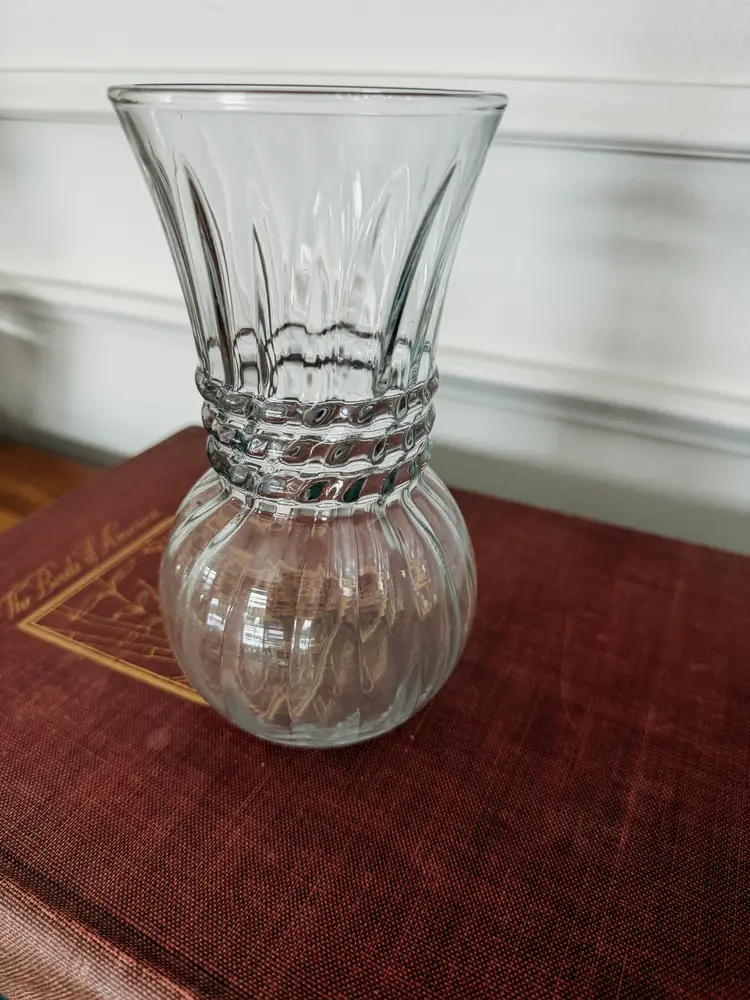 Vintage Glass Swirl Flower Vase