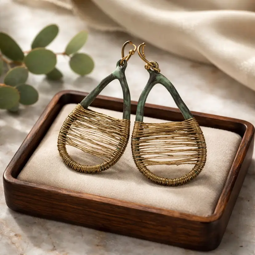 Hammered Wire Tear Drop Earrings