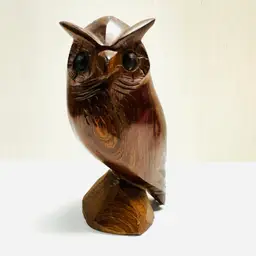 Vintage Ironwood Owl Sculpture Figurine Hand Carved