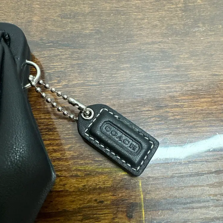 Coach Large Black Leather Framed Kiss Lock Wristlet