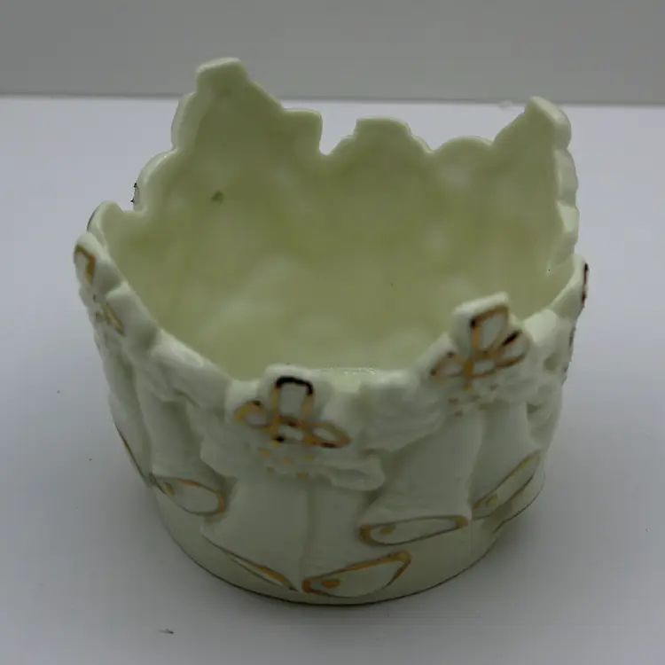 Ivory and Gold Ceramic Candle Cup