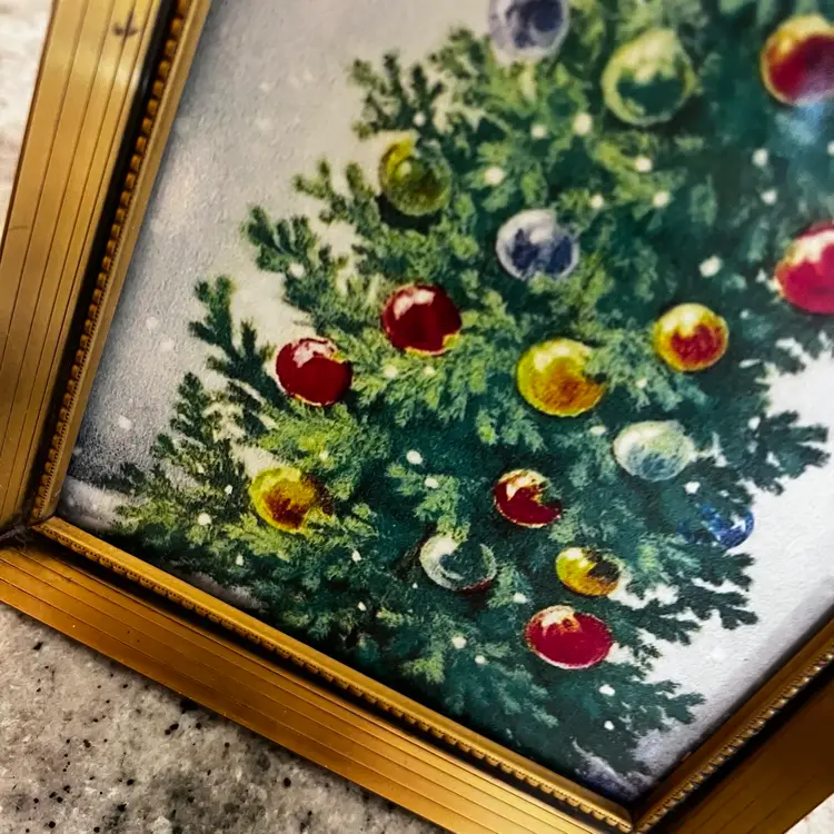 002 Drnksuzy Original Retro Framed Christmas Tree Framed Decor