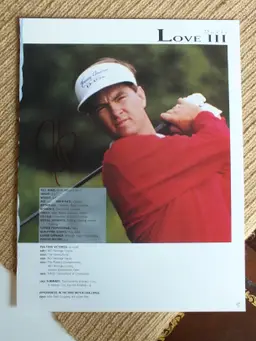 Davis Love III Signed Autograph Signature 8.5x11 Golf Program Sheet with an LOA COA by JSA!