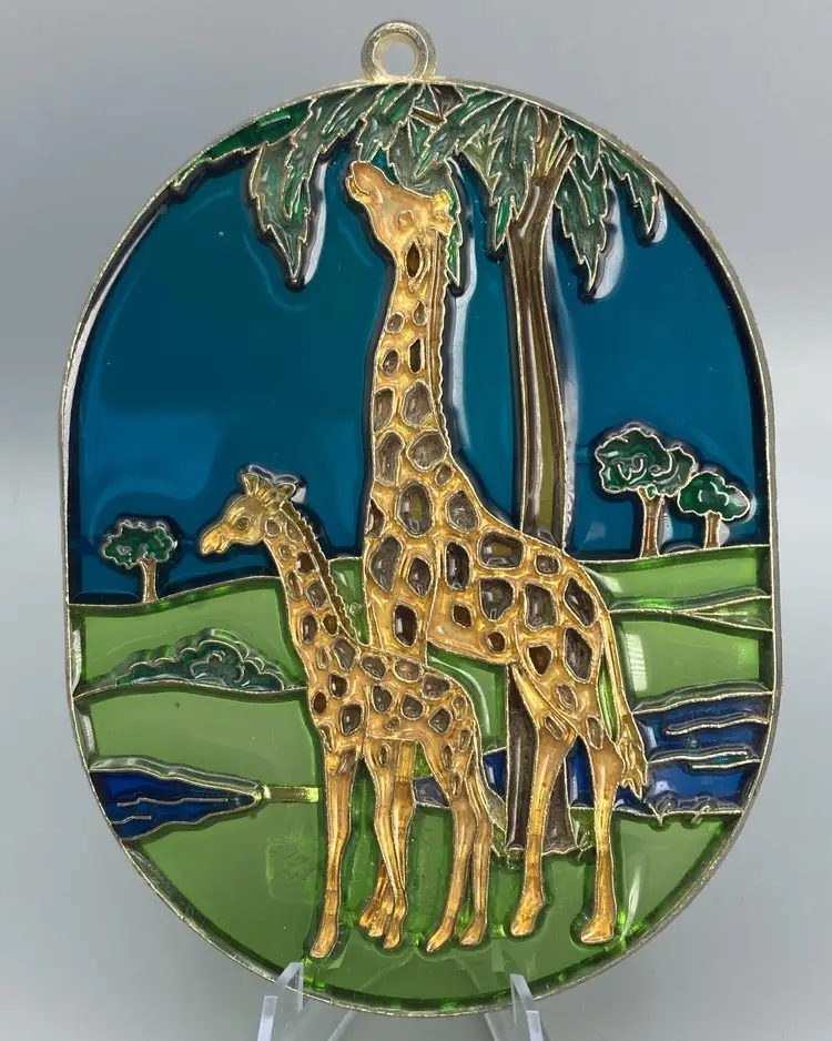 Vintage Giraffe Stained Glass Sun Catcher