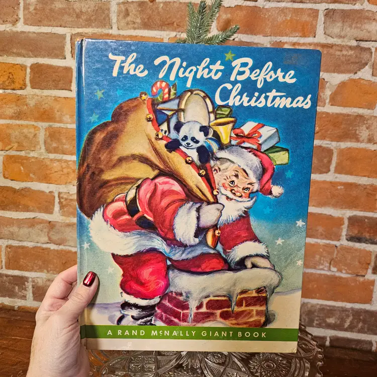 Vintage 1950 Rand McNally Giant Book The Night Before Christmas Elizabeth Webbe Illustrations HC