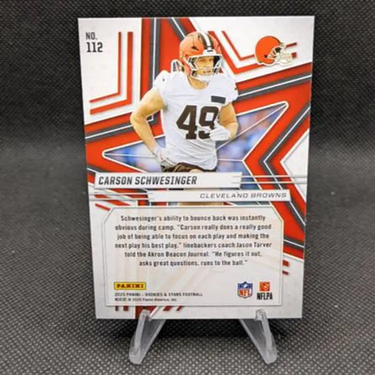 Carson Schwesinger 2025 Panini Rookies & Stars Red Rookie RC #112 - Cleveland Browns