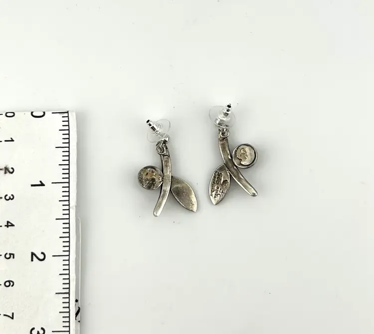 Vintage Taxco Sterling Silver Amethyst Pierced Earrings 1.25”