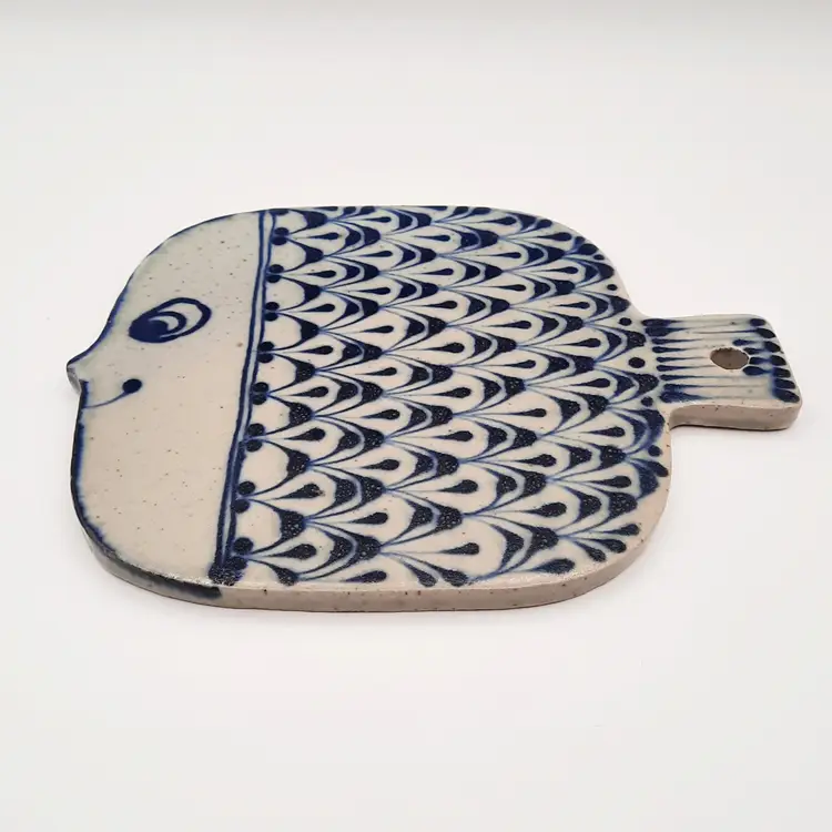 Vintage Fish Trivet Decor Blue Gray