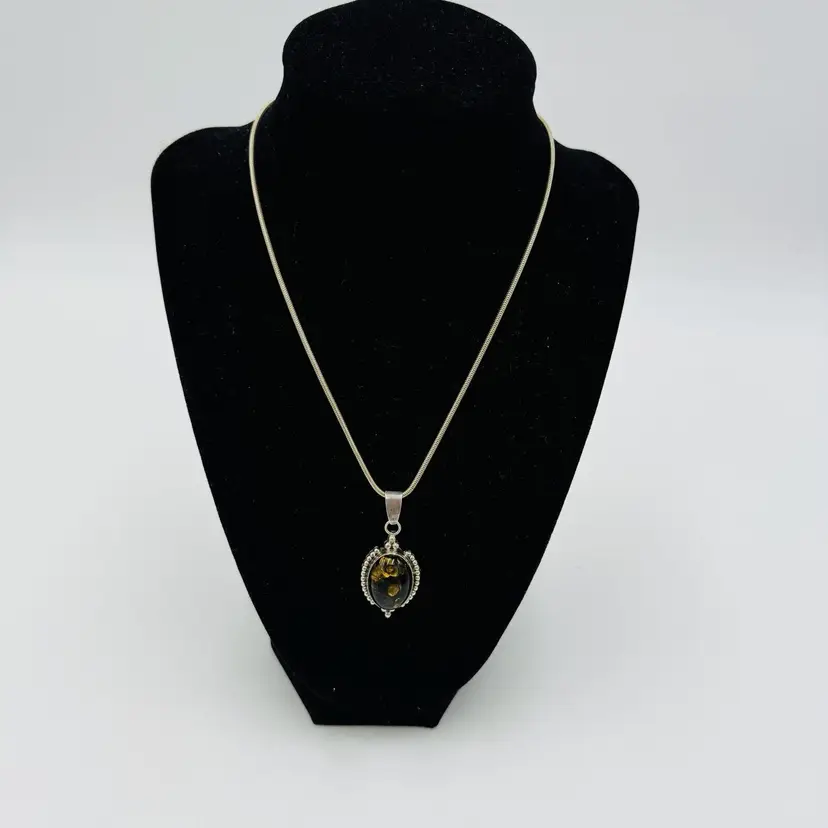 Kathleen Chavez Women's Pendant Baltic Amber Sterling Silver Necklace Jewelry