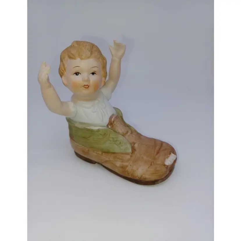 Vintage Huebach German Baby Boy Shoe Bisque Porcelain Piano Baby German