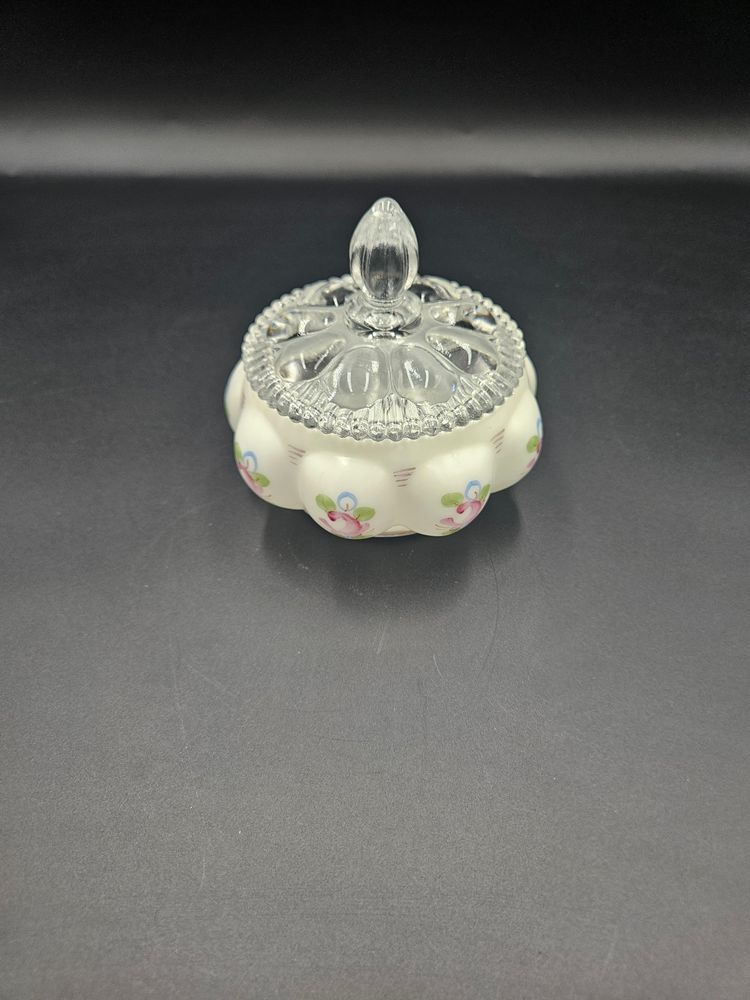 Fenton Charleston Roses Lidded Powder Dish