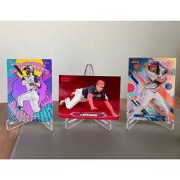 Washington Nationals Four-Card Lot: Dylan Crews Summer Superstars Pink Parallel, CJ Abrams Stadium Club Red Parallel, James Wood Finest Xfractor, Luis Garcia Jr Clearly Authentic 2021 Auto