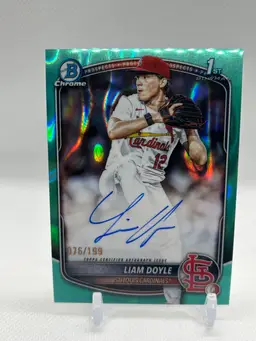 Liam Doyle 2025 Bowman Draft Chrome 1st Auto Teal Lava /199 St. Louis Cardinals