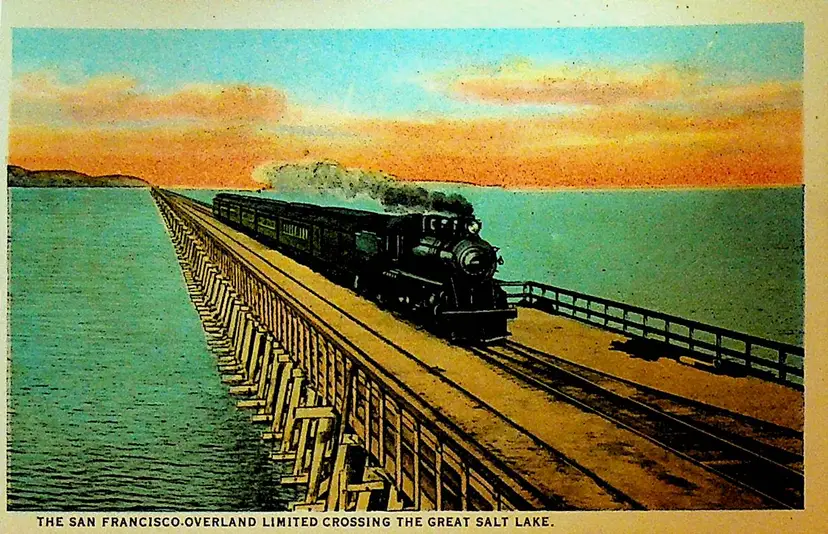 The San Francisco Overland Limited Crossing the Great Salt Lake Postcard
