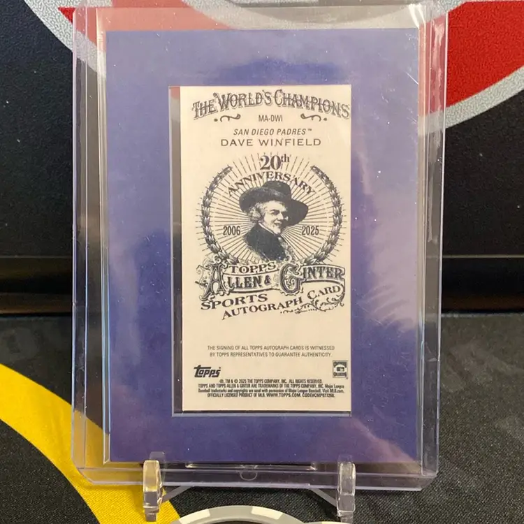 2025 Allen and Ginter Dave Winfield Mini Framed Auto /99 San Diego Padres