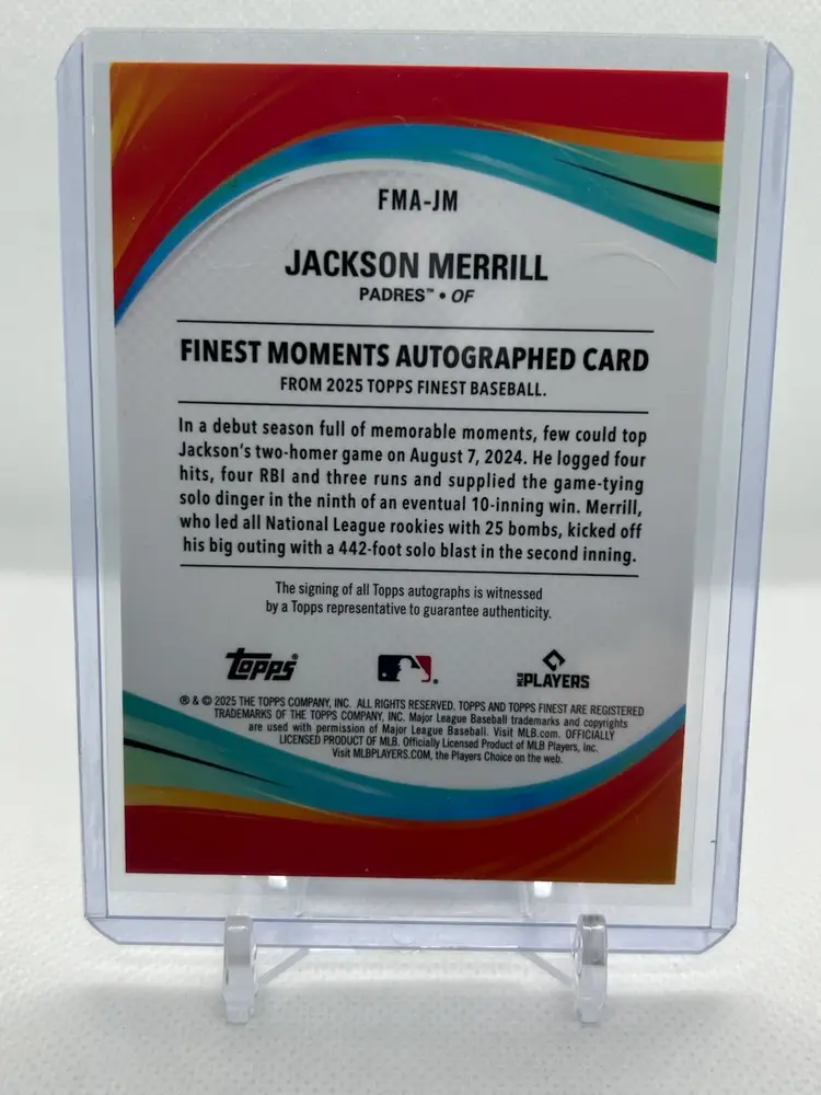 Jackson Merrill 2025 Topps Finest Moments Auto /75