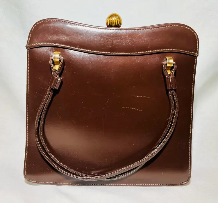 Vintage Brown Leather Dofan Of France Clutch Handbag