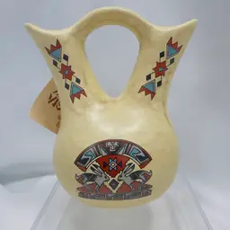 #1811 Native American Motive Vase, Visions by Earthtones Tucson Arizona, Wedding Vase with tag