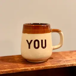 Vintage “YOU” brown Stoneware Mug With Crazing